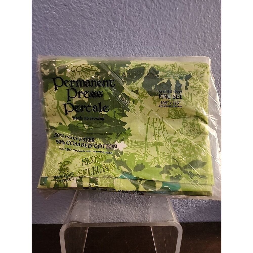 Vtg NIP West Point Pepperell Flat Sheet 108x115"‎ Permanent Press Percale